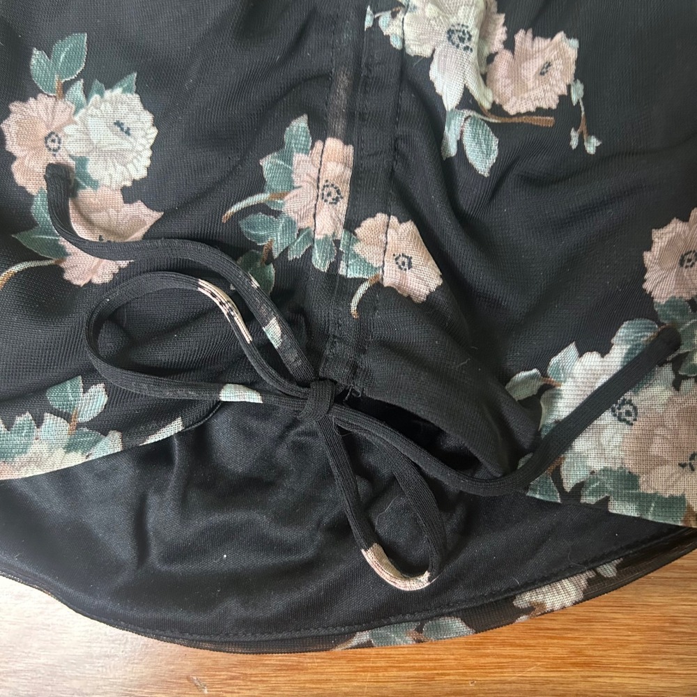 Express Floral Print Ruched top Off Shoulder long fit Y2K blouse - Picture 3 of 9